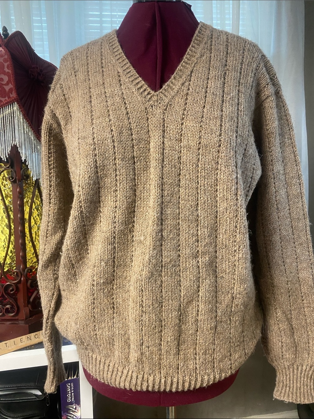 Cozy Chunky Cable Knit Sweater – Heathered brown Tan Marled Pullover – Size 3XL
